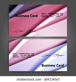 Stylish business cards with colorful stripes. Vector illustration. 5 x 9 cm size.