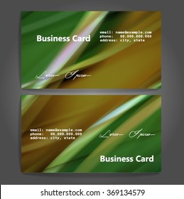 Stylish business cards with colorful stripes. Vector illustration. 5 x 9 cm size.