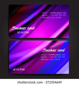 Stylish business cards with colorful stripes. Vector illustration. 5 x 9 cm size.