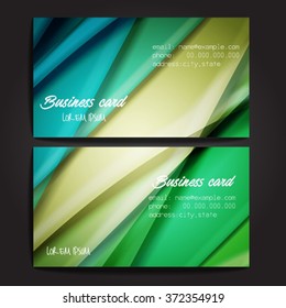 Stylish business cards with colorful stripes. Vector illustration. 5 x 9 cm size.