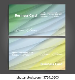 Stylish business cards with colorful stripes. Vector illustration. 5 x 9 cm size.