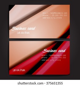 Stylish business cards with colorful stripes. Vector illustration. 5 x 9 cm size.