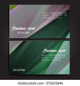 Stylish business cards with colorful stripes. Vector illustration. 5 x 9 cm size.