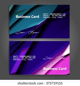 Stylish business cards with colorful stripes. Vector illustration. 5 x 9 cm size.