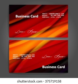 Stylish business cards with colorful stripes. Vector illustration. 5 x 9 cm size.