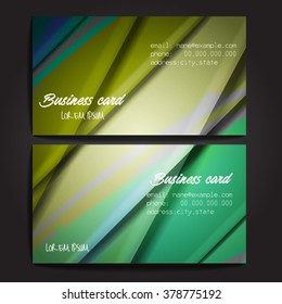 Stylish business cards with colorful stripes. Vector illustration. 5 x 9 cm size.