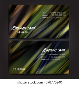 Stylish business cards with colorful stripes. Vector illustration. 5 x 9 cm size.