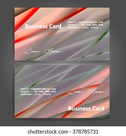 Stylish business cards with colorful stripes. Vector illustration. 5 x 9 cm size.