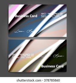 Stylish business cards with colorful stripes. Vector illustration. 5 x 9 cm size.