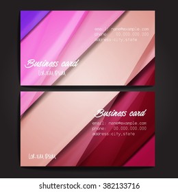 Stylish business cards with colorful stripes. Vector illustration. 5 x 9 cm size.