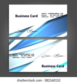 Stylish business cards with colorful stripes. Vector illustration. 5 x 9 cm size.