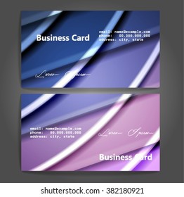 Stylish business cards with colorful stripes. Vector illustration. 5 x 9 cm size.