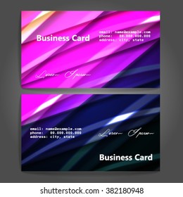 Stylish business cards with colorful stripes. Vector illustration. 5 x 9 cm size.