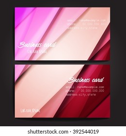 Stylish business cards with colorful stripes. Vector illustration. 5 x 9 cm size.