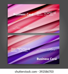 Stylish business cards with colorful stripes. Vector illustration. 5 x 9 cm size.