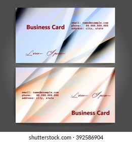 Stylish business cards with colorful stripes. Vector illustration. 5 x 9 cm size.