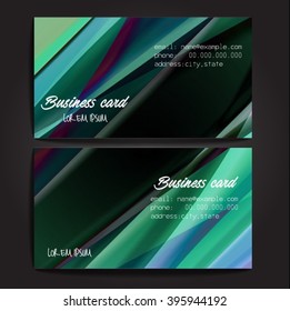 Stylish business cards with colorful stripes. Vector illustration. 5 x 9 cm size.