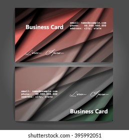Stylish business cards with colorful stripes. Vector illustration. 5 x 9 cm size.
