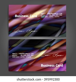 Stylish business cards with colorful stripes. Vector illustration. 5 x 9 cm size.