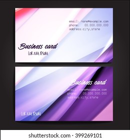 Stylish business cards with colorful stripes. Vector illustration. 5 x 9 cm size.