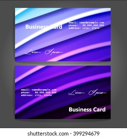 Stylish business cards with colorful stripes. Vector illustration. 5 x 9 cm size.