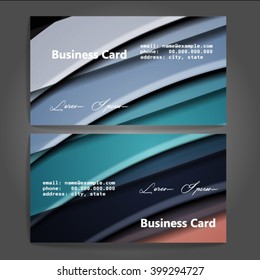Stylish business cards with colorful stripes. Vector illustration. 5 x 9 cm size.