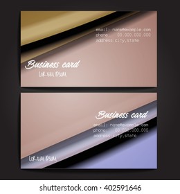 Stylish business cards with colorful stripes. Vector illustration. 5 x 9 cm size.