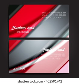 Stylish business cards with colorful stripes. Vector illustration. 5 x 9 cm size.