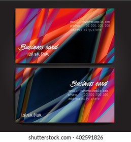 Stylish business cards with colorful stripes. Vector illustration. 5 x 9 cm size.