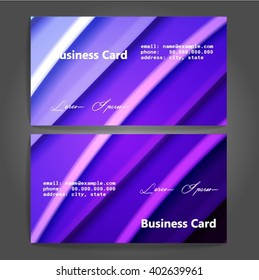 Stylish business cards with colorful stripes. Vector illustration. 5 x 9 cm size.