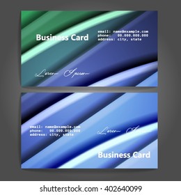 Stylish business cards with colorful stripes. Vector illustration. 5 x 9 cm size.