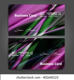 Stylish business cards with colorful stripes. Vector illustration. 5 x 9 cm size.
