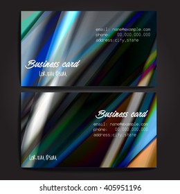 Stylish business cards with colorful stripes. Vector illustration. 5 x 9 cm size.