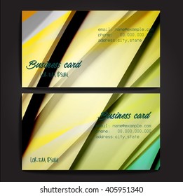 Stylish business cards with colorful stripes. Vector illustration. 5 x 9 cm size.