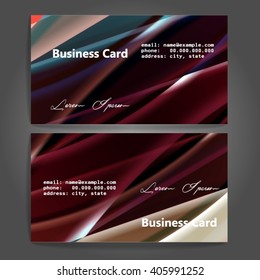 Stylish business cards with colorful stripes. Vector illustration. 5 x 9 cm size.