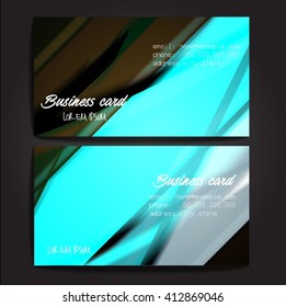 Stylish business cards with colorful stripes. Vector illustration. 5 x 9 cm size.