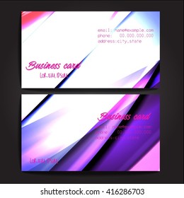 Stylish business cards with colorful stripes. Vector illustration. 5 x 9 cm size.