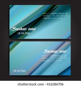 Stylish business cards with colorful stripes. Vector illustration. 5 x 9 cm size.