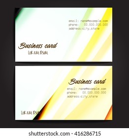Stylish business cards with colorful stripes. Vector illustration. 5 x 9 cm size.