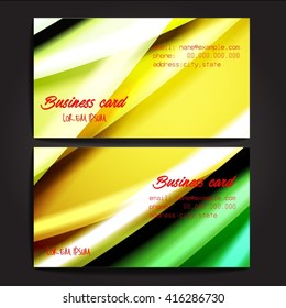 Stylish business cards with colorful stripes. Vector illustration. 5 x 9 cm size.