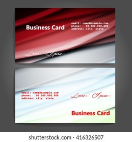 Stylish business cards with colorful stripes. Vector illustration. 5 x 9 cm size.