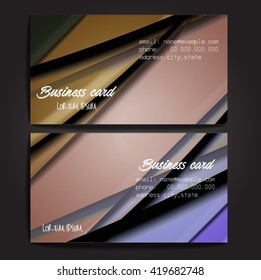 Stylish business cards with colorful stripes. Vector illustration. 5 x 9 cm size.