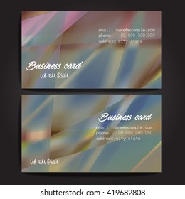 Stylish business cards with colorful stripes. Vector illustration. 5 x 9 cm size.