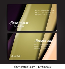 Stylish business cards with colorful stripes. Vector illustration. 5 x 9 cm size.