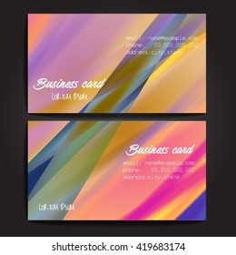 Stylish business cards with colorful stripes. Vector illustration. 5 x 9 cm size.