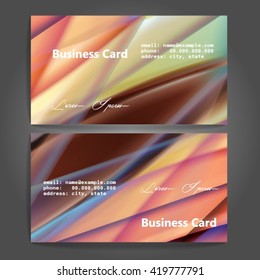 Stylish business cards with colorful stripes. Vector illustration. 5 x 9 cm size.