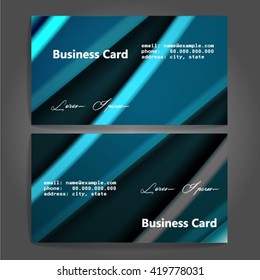 Stylish business cards with colorful stripes. Vector illustration. 5 x 9 cm size.