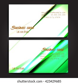 Stylish business cards with colorful stripes. Vector illustration. 5 x 9 cm size.