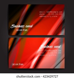 Stylish business cards with colorful stripes. Vector illustration. 5 x 9 cm size.