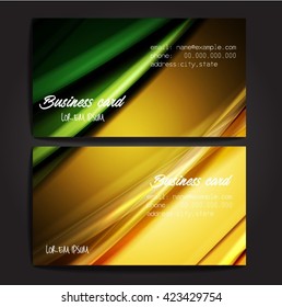 Stylish business cards with colorful stripes. Vector illustration. 5 x 9 cm size.
